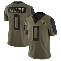 Men's BJ Green II Jacksonville Jaguars No.0 Limited 2021 Salute To Service Jersey - Olive