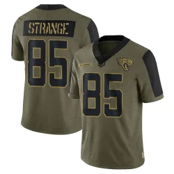 Men's Brenton Strange Jacksonville Jaguars No.85 Limited 2021 Salute To Service Jersey - Olive