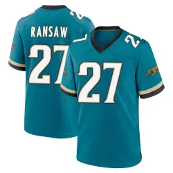Men's Caleb Ransaw Jacksonville Jaguars No.27 Game Prowler Throwback Jersey - Teal