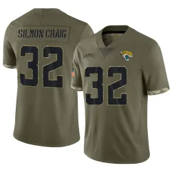 Men's Cam'Ron Silmon-Craig Jacksonville Jaguars No.32 Limited 2022 Salute To Service Jersey - Olive