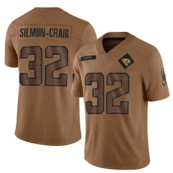 Men's Cam'Ron Silmon-Craig Jacksonville Jaguars No.32 Limited 2023 Salute To Service Jersey - Brown
