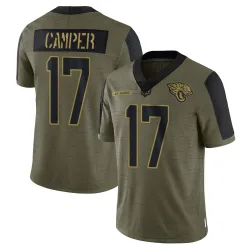 Men's Cameron Camper Jacksonville Jaguars No.17 Limited 2021 Salute To Service Jersey - Olive