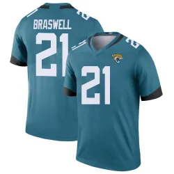 Men's Christian Braswell Jacksonville Jaguars No.21 Legend Color Rush Jersey - Teal