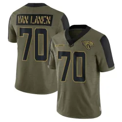 Men's Cole Van Lanen Jacksonville Jaguars No.70 Limited 2021 Salute To Service Jersey - Olive