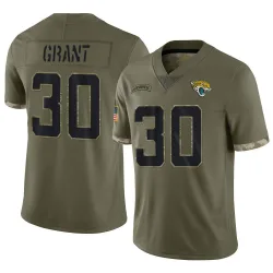 Men's Corey Grant Jacksonville Jaguars No.30 Limited 2022 Salute To Service Jersey - Olive