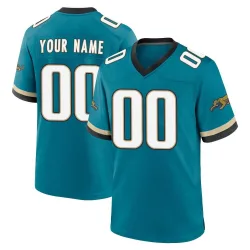 Men's Custom Jacksonville Jaguars No.00 Game Prowler Throwback Jersey - Teal