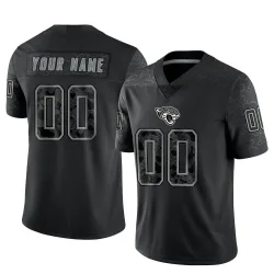 Men's Custom Jacksonville Jaguars No.00 Limited Reflective Jersey - Black