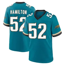 Men's DaVon Hamilton Jacksonville Jaguars No.52 Game Prowler Throwback Jersey - Teal