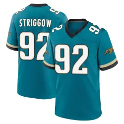 Men's Danny Striggow Jacksonville Jaguars No.92 Game Prowler Throwback Jersey - Teal