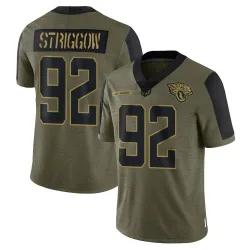 Men's Danny Striggow Jacksonville Jaguars No.92 Limited 2021 Salute To Service Jersey - Olive