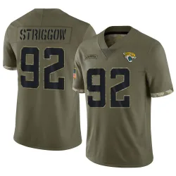 Men's Danny Striggow Jacksonville Jaguars No.92 Limited 2022 Salute To Service Jersey - Olive