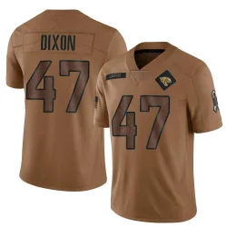 Men's De'Shaan Dixon Jacksonville Jaguars No.47 Limited 2023 Salute To Service Jersey - Brown