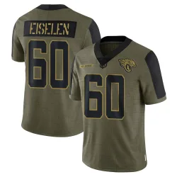 Men's Dieter Eiselen Jacksonville Jaguars No.60 Limited 2021 Salute To Service Jersey - Olive