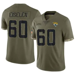 Men's Dieter Eiselen Jacksonville Jaguars No.60 Limited 2022 Salute To Service Jersey - Olive