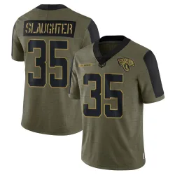 Men's Doneiko Slaughter Jacksonville Jaguars No.35 Limited 2021 Salute To Service Jersey - Olive