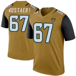 Men's Eli Mostaert Jacksonville Jaguars No.67 Legend Color Rush Bold Jersey - Gold