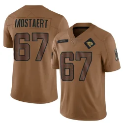 Men's Eli Mostaert Jacksonville Jaguars No.67 Limited 2023 Salute To Service Jersey - Brown