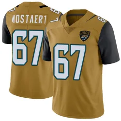 Men's Eli Mostaert Jacksonville Jaguars No.67 Limited Color Rush Vapor Untouchable Jersey - Gold