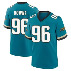 Men's Ethan Downs Jacksonville Jaguars No.96 Game Prowler Throwback Jersey - Teal