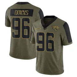 Men's Ethan Downs Jacksonville Jaguars No.96 Limited 2021 Salute To Service Jersey - Olive
