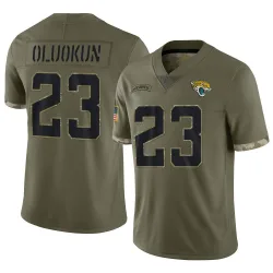 Men's Foyesade Oluokun Jacksonville Jaguars No.23 Limited 2022 Salute To Service Jersey - Olive