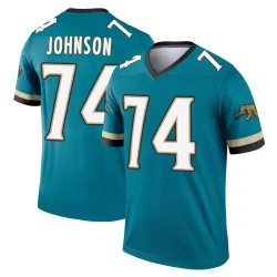 Men's Fred Johnson Jacksonville Jaguars No.74 Legend Prowler Throwback Jersey - Teal