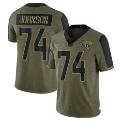 Men's Fred Johnson Jacksonville Jaguars No.74 Limited 2021 Salute To Service Jersey - Olive