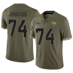 Men's Fred Johnson Jacksonville Jaguars No.74 Limited 2022 Salute To Service Jersey - Olive