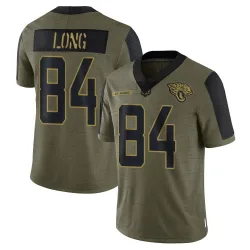 Men's Hunter Long Jacksonville Jaguars No.84 Limited 2021 Salute To Service Jersey - Olive