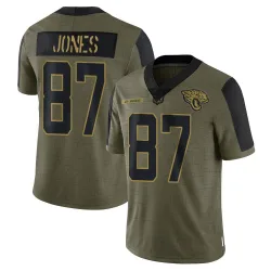 Men's J.J. Jones Jacksonville Jaguars No.87 Limited 2021 Salute To Service Jersey - Olive