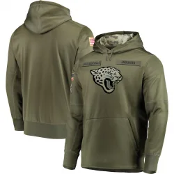 Men's Jacksonville Jaguars No. 2018 Salute to Service Sideline Therma Performance Pullover Hoodie - Olive