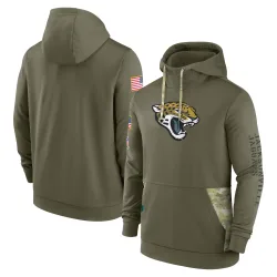 Men's Jacksonville Jaguars No. 2022 Salute to Service Therma Performance Pullover Hoodie - Olive