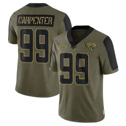 Men's James Carpenter Jacksonville Jaguars No.99 Limited 2021 Salute To Service Jersey - Olive