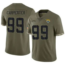 Men's James Carpenter Jacksonville Jaguars No.99 Limited 2022 Salute To Service Jersey - Olive