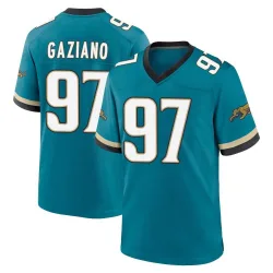 Men's Joe Gaziano Jacksonville Jaguars No.97 Game Prowler Throwback Jersey - Teal