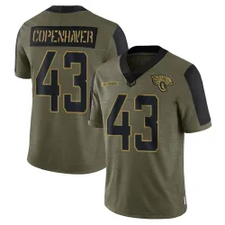Men's John Copenhaver Jacksonville Jaguars No.43 Limited 2021 Salute To Service Jersey - Olive