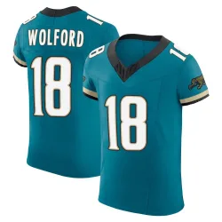 Men's John Wolford Jacksonville Jaguars No.18 Elite Prowler Throwback Vapor F.U.S.E. Jersey - Teal