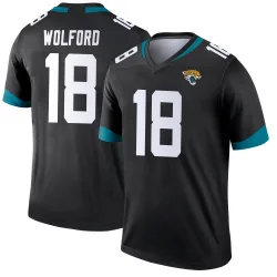 Men's John Wolford Jacksonville Jaguars No.18 Legend Jersey - Black