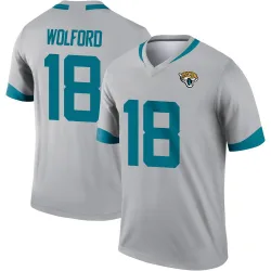 Men's John Wolford Jacksonville Jaguars No.18 Legend Silver Inverted Jersey