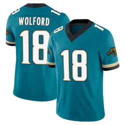 Men's John Wolford Jacksonville Jaguars No.18 Limited Prowler Throwback Vapor F.U.S.E. Jersey - Teal