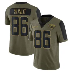 Men's Johnny Mundt Jacksonville Jaguars No.86 Limited 2021 Salute To Service Jersey - Olive
