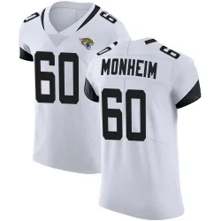 Men's Jonah Monheim Jacksonville Jaguars No.60 Elite Vapor Untouchable Road Jersey - White