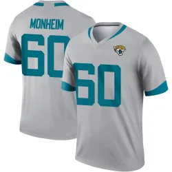 Men's Jonah Monheim Jacksonville Jaguars No.60 Legend Silver Inverted Jersey