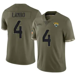 Men's Josh Lambo Jacksonville Jaguars No.4 Limited 2022 Salute To Service Jersey - Olive
