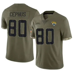 Men's Joshua Cephus Jacksonville Jaguars No.80 Limited 2022 Salute To Service Jersey - Olive