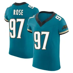 Men's Keivie Rose Jacksonville Jaguars No.97 Elite Prowler Throwback Vapor F.U.S.E. Jersey - Teal