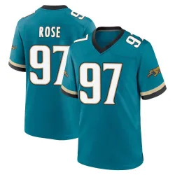 Men's Keivie Rose Jacksonville Jaguars No.97 Game Prowler Throwback Jersey - Teal