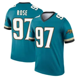 Men's Keivie Rose Jacksonville Jaguars No.97 Legend Prowler Throwback Jersey - Teal
