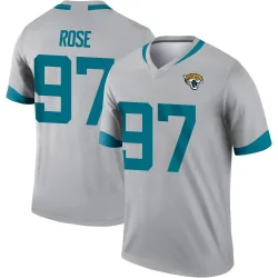 Men's Keivie Rose Jacksonville Jaguars No.97 Legend Silver Inverted Jersey