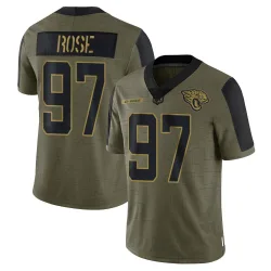 Men's Keivie Rose Jacksonville Jaguars No.97 Limited 2021 Salute To Service Jersey - Olive